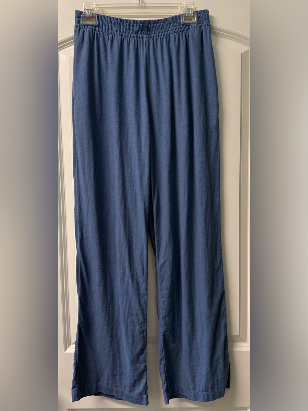 Babaton Women's Wide-Leg Linen Pants Sz Small Blue